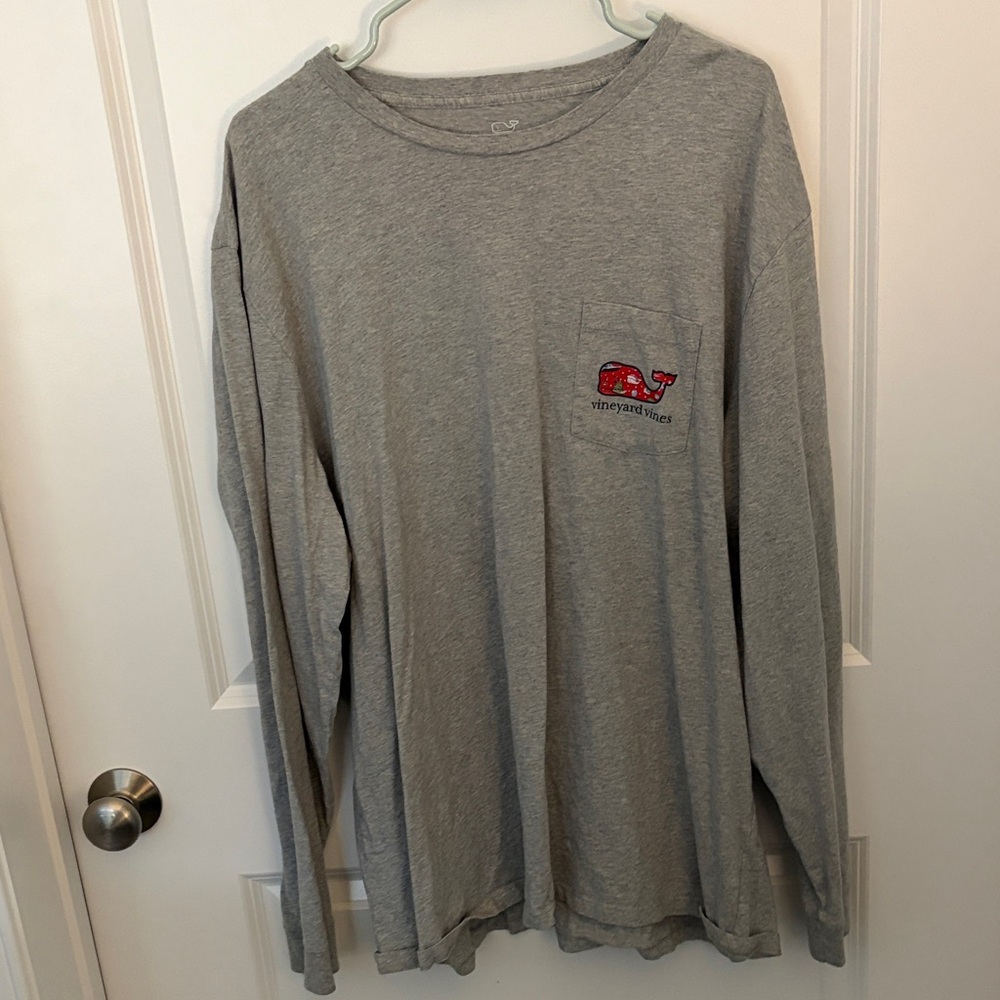 Vineyard Vines Men's Heather Gray Long Sleeve Tee